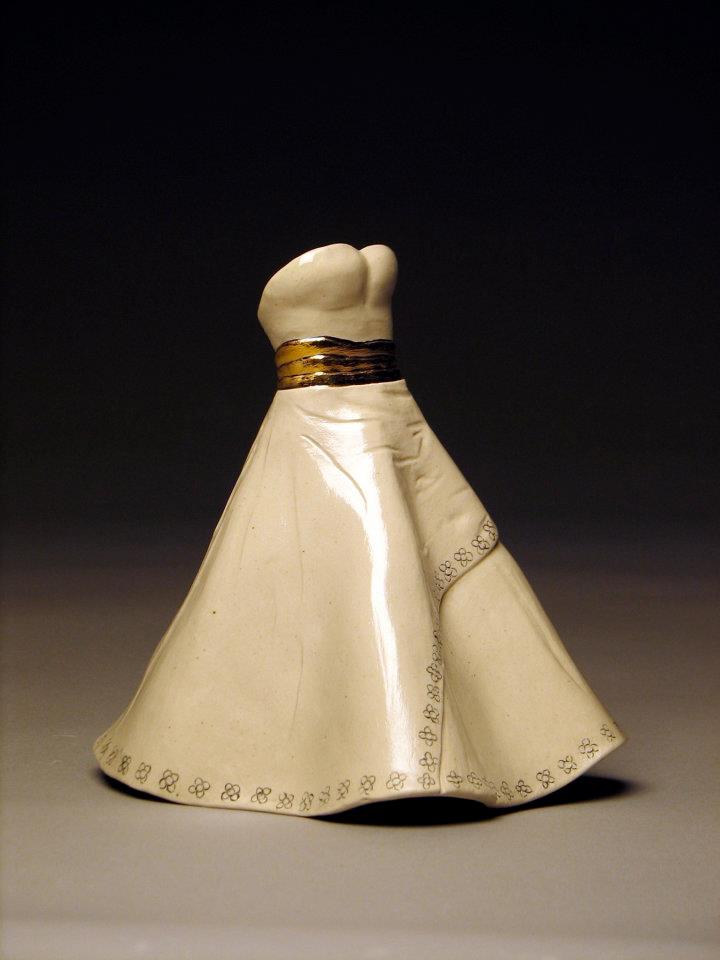 Porcelain and Gold Luster Dream Ceramic Gown by Lynn Robey